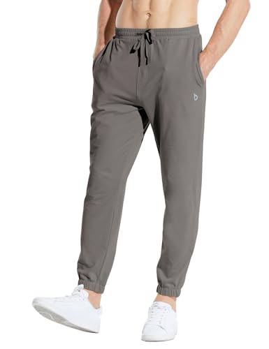 baleaf Jogginghose Herren 27" Baumwolle Sweathose Lange Atmungsaktiv Sporthose Yogahose Jogger Trainingshose mit Taschen Grau L von baleaf