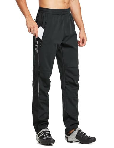baleaf Herren Fahrradhose Thermo Fleece Radhose Wasserdicht Winddicht Softshellhose Warm Wanderhose Lang Radlerhose für Winter Outdoor Radfahren MTB Schwarz M von baleaf