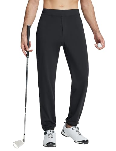baleaf Herren Golfhose Stretch Jogginghose Wanderhose Arbeitshose Sporthose Kleiderhose mit Taschen Schwarz M von baleaf