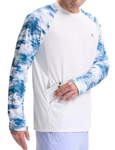 baleaf Herren Rash Guard Langarm Shirt UPF50+ Sonnenschutz Lange Ärmel Schnell trocknendes Sport Langarm T-Shirt Blau XL von baleaf