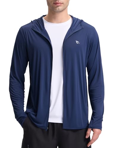 baleaf Herren-Sonnenschutz-Shirts UV SPF UPF 50+ Langarm-Shirt Ausschlagschutz Fischen Laufen Schnell Trocken Leichtgewicht Blau L von baleaf