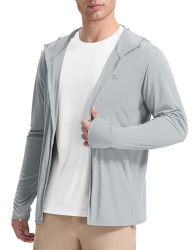 baleaf Herren-Sonnenschutz-Shirts UV SPF UPF 50+ Langarm-Shirt Ausschlagschutz Fischen Laufen Schnell Trocken Leichtgewicht Grau L von baleaf
