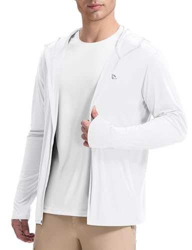 baleaf Herren-Sonnenschutz-Shirts UV SPF UPF 50+ Langarm-Shirt Ausschlagschutz Fischen Laufen Schnell Trocken Leichtgewicht Weiß XXL von baleaf