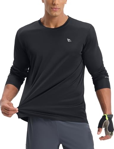 baleaf Herren Sonnenschutz UPF 50+ Shirts Langarm-Radfahren Jersey Reißverschluss Tasche Workout Sportlich Laufen Schwarz M von baleaf