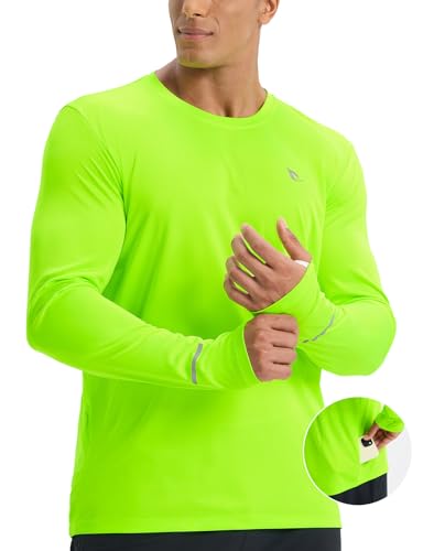 baleaf Herren Sonnenschutz UPF 50+ Shirts Langarm Radsport Jersey Reißverschlusstasche Workout Sportlich Laufen Fluoreszierend Grün 2XL von baleaf
