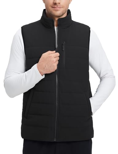 baleaf Herren Steppweste Wanderjacke Outdoor Hybrid Sportwesten Gefütterte Golfweste Outdoorwesten für Laufen Golf Wandern Schwarz L von baleaf