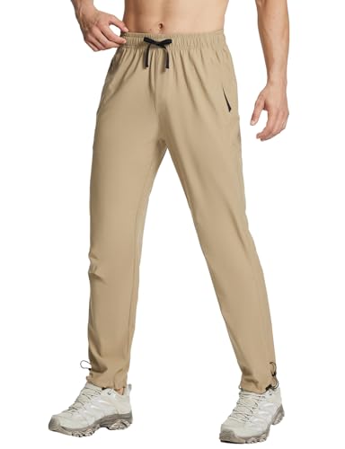 baleaf Herren Wanderhose Trekkinghose Schnelltrocknend Wasserabweisend leicht Outdoorhose Wanderbekleidung Hellbraun 3XL von baleaf