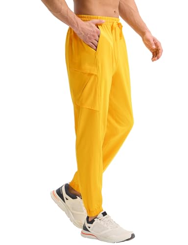 baleaf Herren Wanderhosen Jogginghose Schnelltrocknend Trekkinghose Wasserabweisend leicht Outdoorhose Hellgelb XL von baleaf