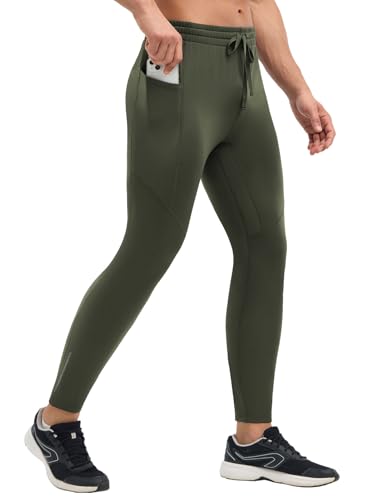 baleaf Kompressionshosen Herren Thermo Leggings Winter Sporthose Outdoor Trainingshose Atmungsaktiv Sport Laufhose Lang Tight Grün XXL von baleaf