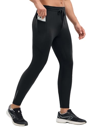 baleaf Kompressionshosen Herren Thermo Leggings Winter Sporthose Outdoor Trainingshose Atmungsaktiv Sport Laufhose Lang Tight Schwarz 3XL von baleaf