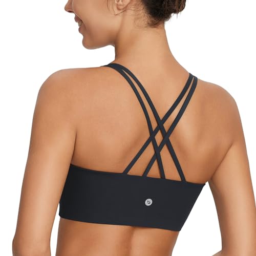 baleaf Nuleaf Sport-BHS für Frauen trägerloser Longline-Yoga-BH mit gepolsterten Körbchen leichte geformte Cups Workout-Crop-Top Schwarz XS von baleaf
