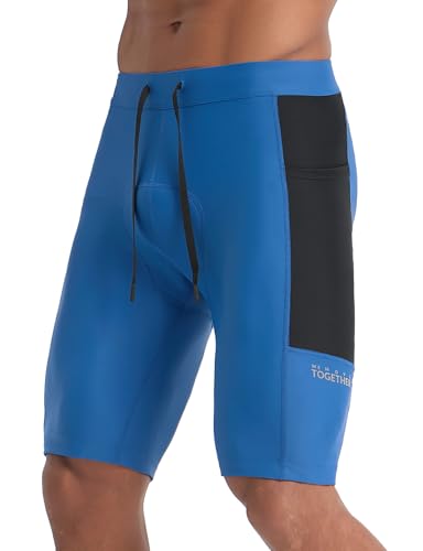 baleaf MTB Radhose Herren Kurz mit Taschen Gepolstert 4D Fahrradhose Gepolstert 9 Inch Sommer Shorts Sports Schwarz+Blau M von baleaf