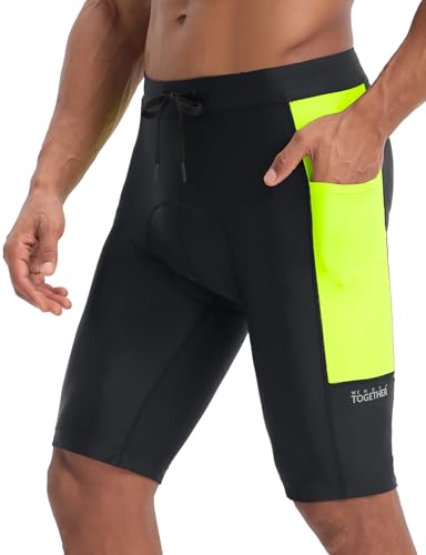 baleaf MTB Radhose Herren Kurz mit Taschen Gepolstert 4D Fahrradhose Gepolstert 9 Inch Sommer Shorts Sports Schwarz+Grün XL von baleaf