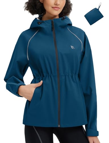 baleaf Regenjacke Damen Regenmantel Fahrradjacke Wasserdicht Windbreaker Wanderjacke Regenpraka Blau L von baleaf