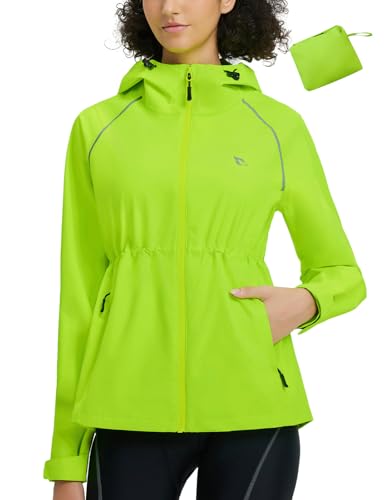baleaf Regenjacke Damen Regenmantel Fahrradjacke Wasserdicht Windbreaker Wanderjacke Regenpraka Grün M von baleaf