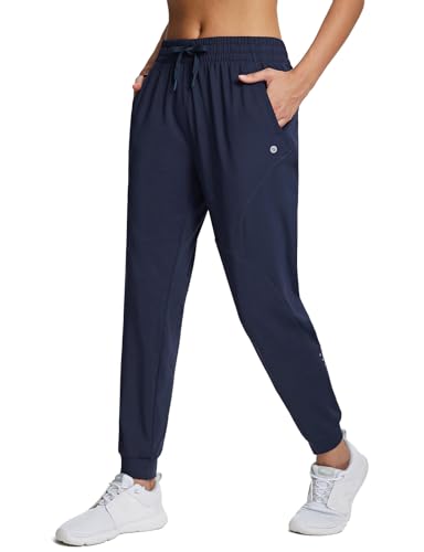 baleaf Thermo Jogginghose Damen Warme Sporthose lang Trainingshose High Waist Jogginghose mit Streifen Tiefblau S von baleaf