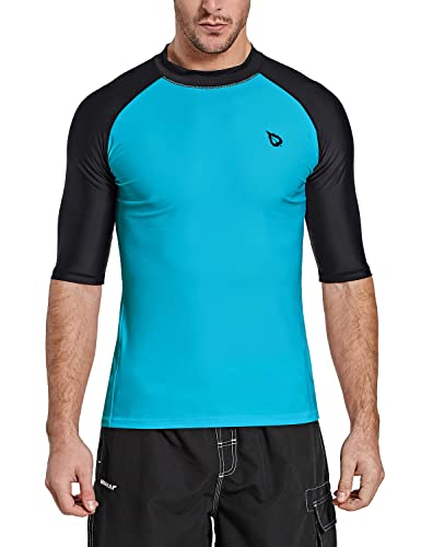 baleaf UV Shirt Herren Wasser UPF 50+ Kurzarm Rashguard Herren Schwimmshirt Rash Vest für Schwimmen Tauchen Blau/Schwarz XXL von baleaf