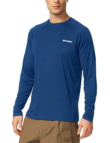 baleaf UV Shirt Herren Wasser UV-Schutz UPF 50+ Rashguard Sonnenschutz Langarm Shirt -Meerblau-L von baleaf