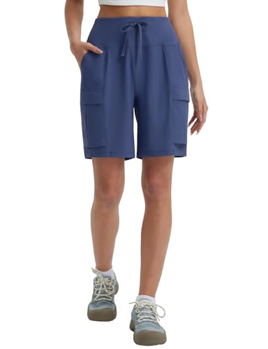 baleaf Wandershorts Damen 7 Zoll Outdoorshorts Kurz Bermudashorts Schnelltrocknend Damen Shorts Blau M von baleaf