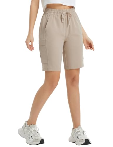 baleaf Wandershorts Damen Outdoorshorts Kurz Bermudashorts Schnelltrocknend Damen Shorts Khaki XL von baleaf