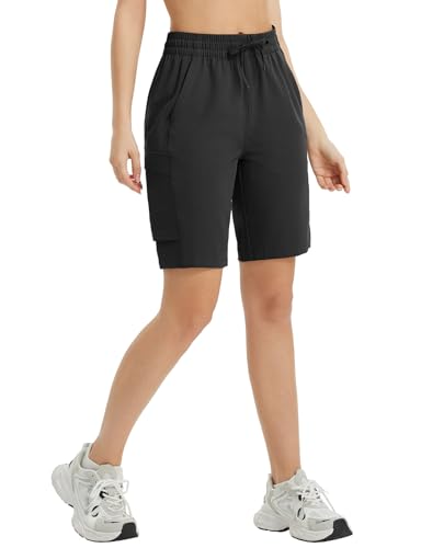 baleaf Wandershorts Damen Outdoorshorts Kurz Bermudashorts Schnelltrocknend Damen Shorts Schwarz XL von baleaf