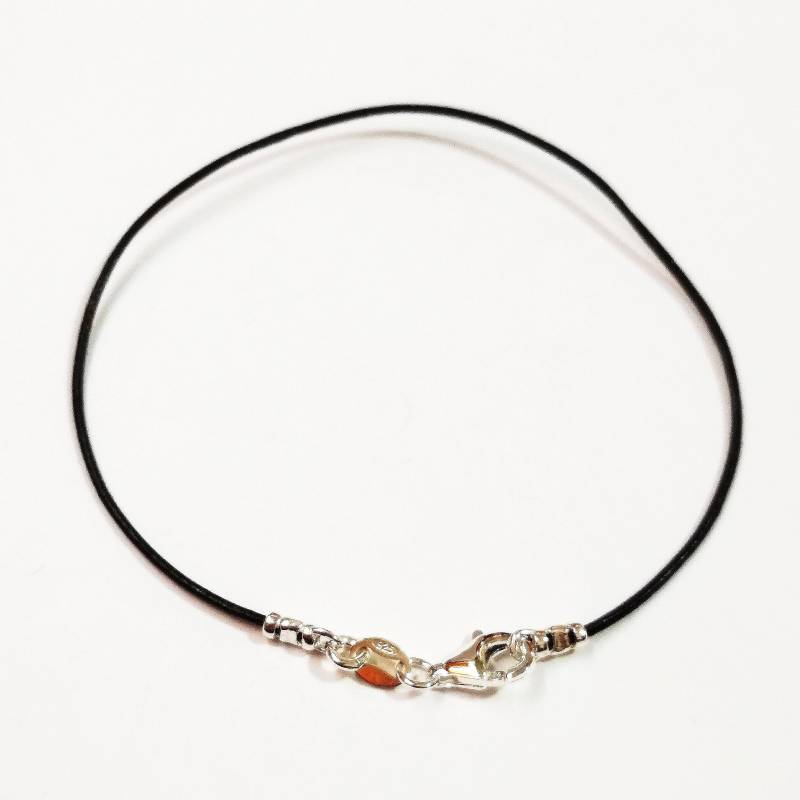 1mm Sehr Feines Schwarzes Echtlederband Mit 925 Sterling Silber Enden Und Verschluss Armband, Fußkette, Halskette. Unisex. Ihre Größe Kostenloser von ballisilver