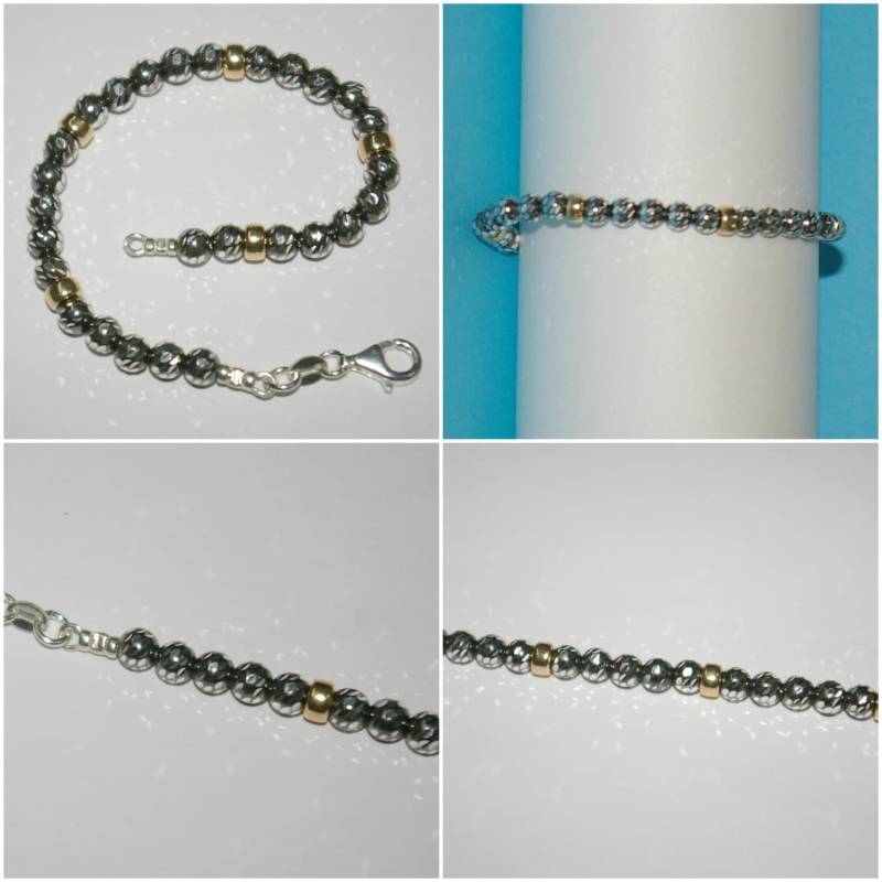 3 Stück Lose 5mm Schwarz 925 Sterlingsilber Perlen Und 14Kt Gold Gefüllt Rondellen Perlen-Designer Armbänder, Fußketten, Colliers. Kostenloser von ballisilver