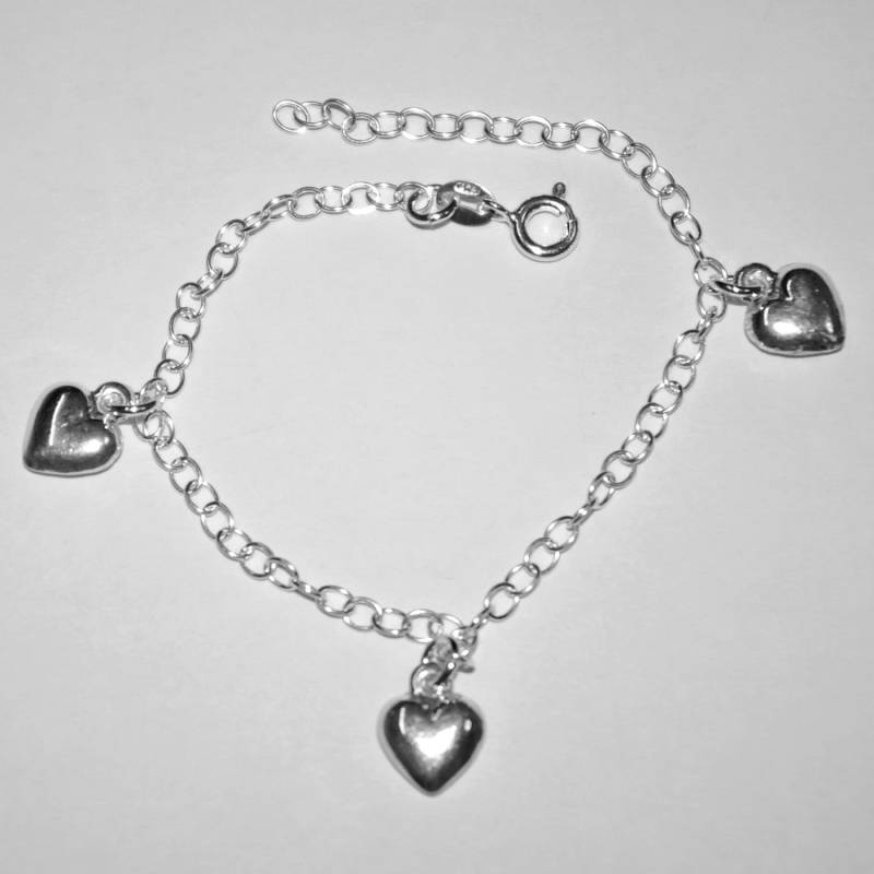 3 Stück Lots Herz Charms Armbänder/Fußkette Sterling Silber 925 - Maßanfertigung Auf Ihre Größe Echtes Kostenloser Versand Weltweit von ballisilver
