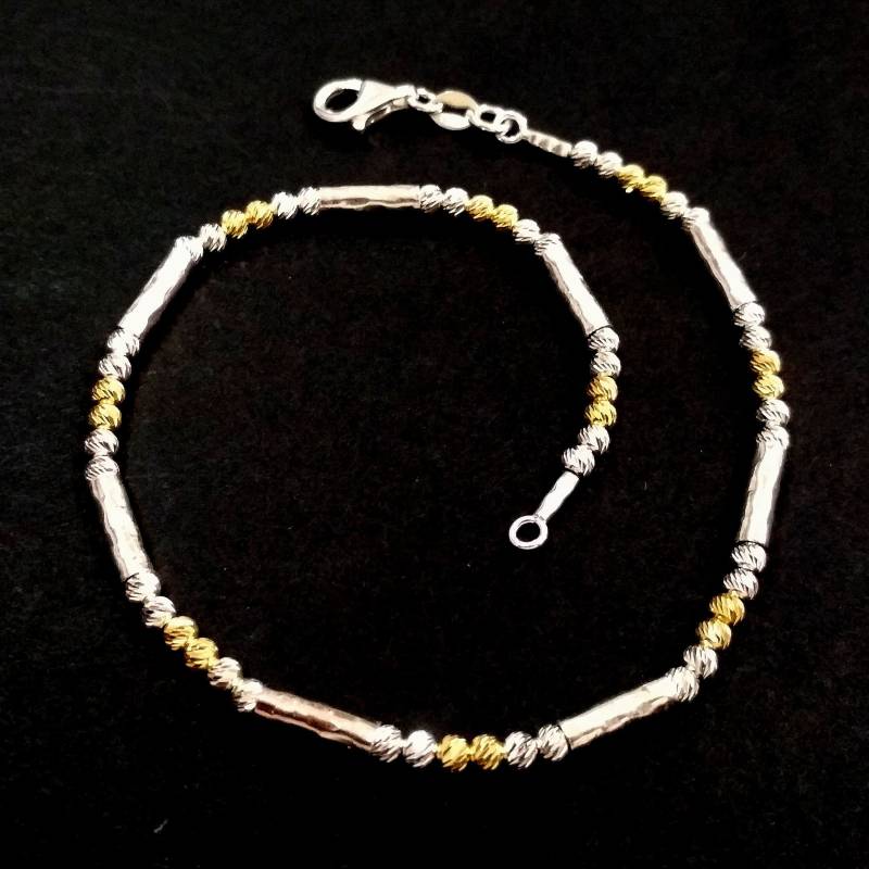 3 Stück Sterling Silber 925 3mm Diamant Geschnitten Laser Beads Und Gehämmert Rohre Zwei Ton Anklets Viel - Custom Auf Ihre Größe Kostenloser Versand 3 Stück Sterling Silber 925 3mm Diamant Geschnitten Laser Beads Und Gehämmert Rohre Zwei Ton Anklets Viel - Custom Auf Ihre Größe Kostenloser Versand von ballisilver