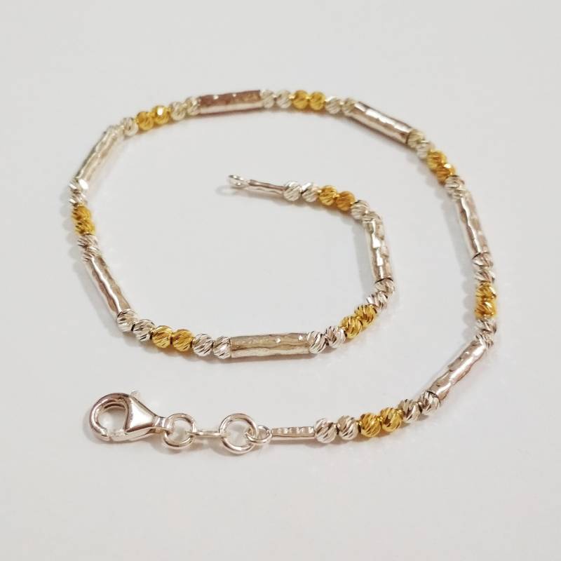 3 Stück Sterling Silber 925 3mm Diamant Geschnitten Laser Beads & Gehämmert Rohre Zwei Ton Bracelets Viel - Custom Auf Ihre Größe Kostenloser Versand 3 Stück Sterling Silber 925 3mm Diamant Geschnitten Laser Beads & Gehämmert Rohre Zwei Ton Bracelets Viel - Custom Auf Ihre Größe Kostenloser Versand von ballisilver