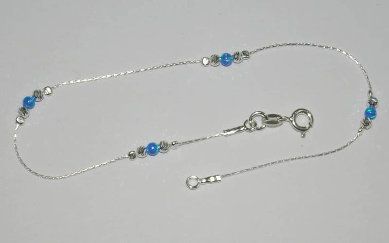 3 Stück Sterling Silber 925 Kette, Laser Geschnitten Und Dunkelblau Opal Perlen Anklets Viel - Custom Auf Ihre Größe Kostenloser Versand Weltweit 3 Stück Sterling Silber 925 Kette, Laser Geschnitten Und Dunkelblau Opal Perlen Anklets Viel - Custom Auf Ihre Größe Kostenloser Versand Weltweit von ballisilver