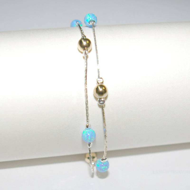 4 Stück Opal Und Gold Gefüllt Perlen Sterlingsilber 925 Armbänder Lot - Handarbeit, Sonderanfertigungen Auf Ihre Größe Free Shipping Worldwide 4 Stück Opal Und Gold Gefüllt Perlen Sterlingsilber 925 Armbänder Lot - Handarbeit, Sonderanfertigungen Auf Ihre Größe Free Shipping Worldwide von ballisilver