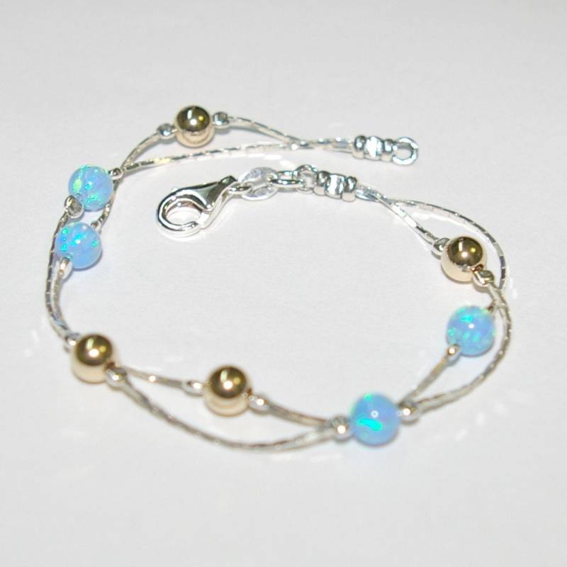 4 Stück Opal Und Gold Gefüllt Perlen Sterlingsilber 925 Fußketten Lot - Handarbeit, Sonderanfertigungen Auf Ihre Größe Free Shipping Worldwide von ballisilver