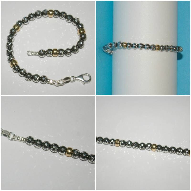 5mm Schwarz 925 Sterlingsilber Perlen Und 14Kt Gold Gefüllt Rondellen Designer Armband, Fußkettchen, Halskette Aus Auf Ihre Größe Free Shipping von ballisilver