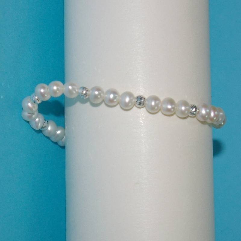 5mm Süßwasserperlen Und Sterling Silber 925 Laser Cut Beads Fußkette - Handgefertigt, Custom-Made Auf Ihre Größe Free Shipping Worldwide von ballisilver