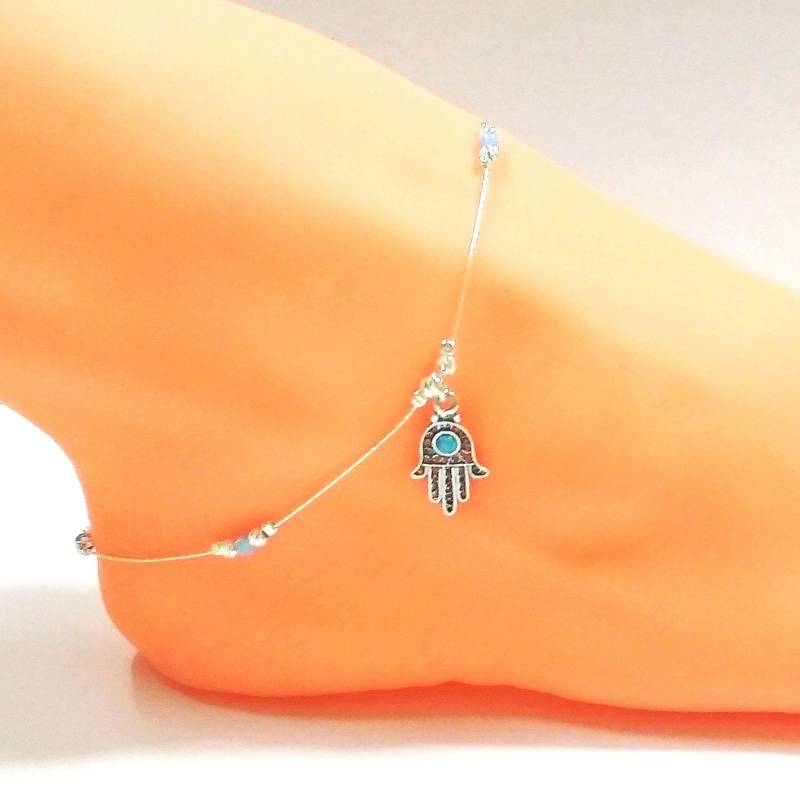 925 Sterling Silber Opal Hamsa Charm, Laser Cut & Light Blue Ot White Opal Beads Anklet. Maßanfertigung Nach Ihrer Größe. Kostenloser Versand 925 Sterling Silber Opal Hamsa Charm, Laser Cut & Light Blue Ot White Opal Beads Anklet. Maßanfertigung Nach Ihrer Größe. Kostenloser Versand von ballisilver