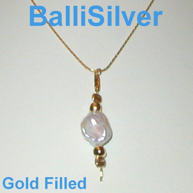 Süsswasser Keshi Perle Charm Anhänger Mit 14Kt Gold Gefüllte Kette Und Perlen Halskette - Kostenloser Versand Weltweit von ballisilver