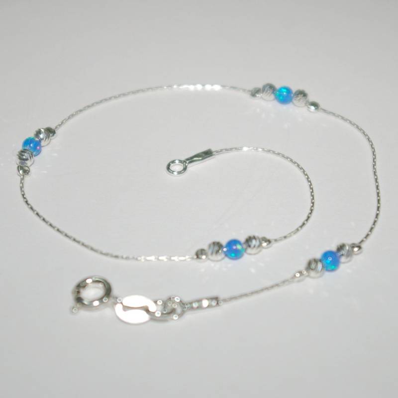 sterling Silber 925 Kette, Laser Geschnitten Und Dunkelblaue Opal Perlen Anklet - Handgefertigt Nach Maß Zu Ihrer Größe Weltweit Kostenloser Versand sterling Silber 925 Kette, Laser Geschnitten Und Dunkelblaue Opal Perlen Anklet - Handgefertigt Nach Maß Zu Ihrer Größe Weltweit Kostenloser Versand von ballisilver