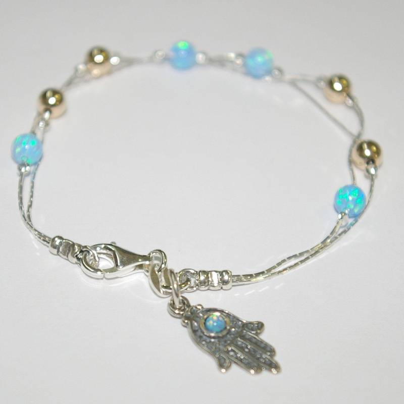 sterling Silber 925 Opal Und Gold Filled Perlen Armband Mit Opal Hamsa Charm - Handgefertigt Maßgefertigt Auf Ihre Größe Versandkostenfrei sterling Silber 925 Opal Und Gold Filled Perlen Armband Mit Opal Hamsa Charm - Handgefertigt Maßgefertigt Auf Ihre Größe Versandkostenfrei von ballisilver