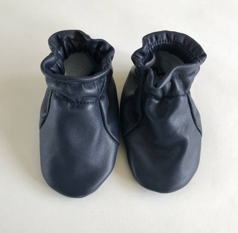 100% Leder Babyschuhe -Rot-Marine Handgefertigt -Weiches Leder -Baumwolle Fleece Gefüttert Rutschfeste Weiche Sohle - Kuschelig -Bequem -Sicher von bambinoboots
