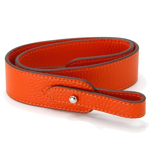 Banbeln Damen Tasche Picotin 18 22 Lock Bag Strap Cross Body Länge 67cm breite Lederriemen (LEU Orange,Gold-Knopf) von banbeln