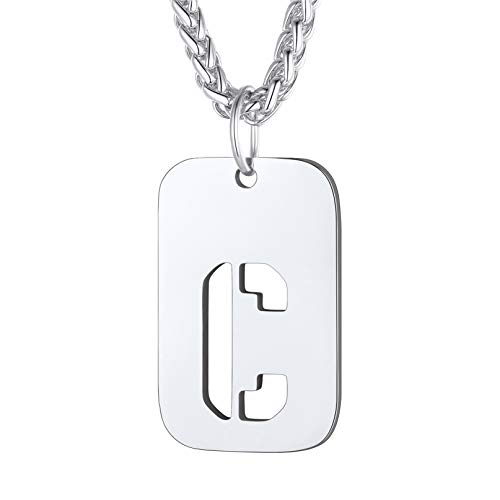 Bandmax Buchstabe Dog Tag C + Weizenkette 55+5cm Kette hohl Initiale Halskette Edelstahl Damen Herren Militärische Erkennungsmarke Modeschmuck Accessoire Bandmax Buchstabe Dog Tag C + Weizenkette 55+5cm Kette hohl Initiale Halskette Edelstahl Damen Herren Militärische Erkennungsmarke Modeschmuck Accessoire von Bandmax