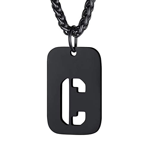 Bandmax Buchstabe Dog Tag C + Weizenkette 55+5cm Kette hohl Initiale Halskette Schwarz Damen Herren Militärische Erkennungsmarke Modeschmuck Accessoire Bandmax Buchstabe Dog Tag C + Weizenkette 55+5cm Kette hohl Initiale Halskette Schwarz Damen Herren Militärische Erkennungsmarke Modeschmuck Accessoire von Bandmax