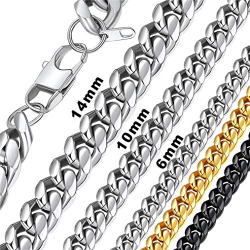 Bandmax Damen 14mm schwere Panzer Kette Halskette dichte kubanische Gliederkette 46cm Edelstahl Hip Hop Schmuck für Jungen Mädchen Geburtstag von Bandmax