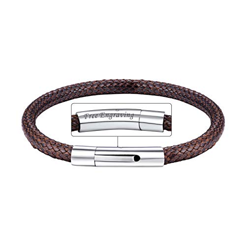 Bandmax Damen Faux Lederarmband 18cm braun geflochten Wachsschnur Armband mit personalisiertem Verschluss Leder Armband Baumwollschnur Armreif Modeschmuck für Jugendliche Bandmax Damen Faux Lederarmband 18cm braun geflochten Wachsschnur Armband mit personalisiertem Verschluss Leder Armband Baumwollschnur Armreif Modeschmuck für Jugendliche von Bandmax