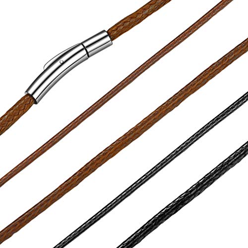 Bandmax Damen Halskette braun Kunstleder 46cm geflochten Lederkette ohne Anhänger 3mm breit Lederband Collier für Jungen Mädchen Schmuck für Geburtstag von Bandmax