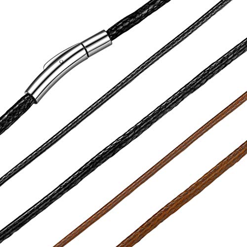 Bandmax Damen Halskette Schwarz Kunstleder 46cm geflochten Lederkette ohne Anhänger 3mm breit Lederband Collier für Jungen Mädchen Schmuck für Geburtstag von Bandmax