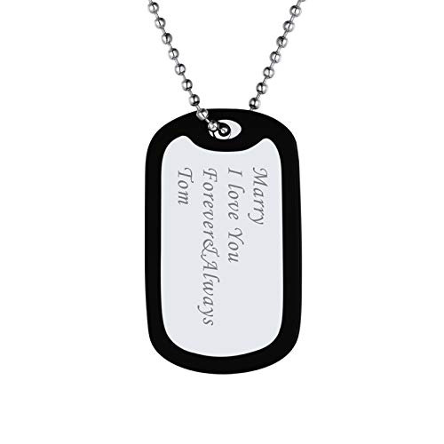 Bandmax Herren Damen Militär Erkennungsmarke Silikon Rahmen Edelstahl personalisiert Dog Tag Anhänger mit 60cm Kugelkette Armeestil Hundemarke Modeschmuck Accessoire von Bandmax