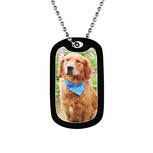 Bandmax Herren Damen personalisiert Foto Kette Edelstahl Militär Erkennungsmarke Silikon Rahmen Dog Tag Anhänger mit 60cm Kugelkette Armeestil Hundemarke Modeschmuck Accessoire von Bandmax