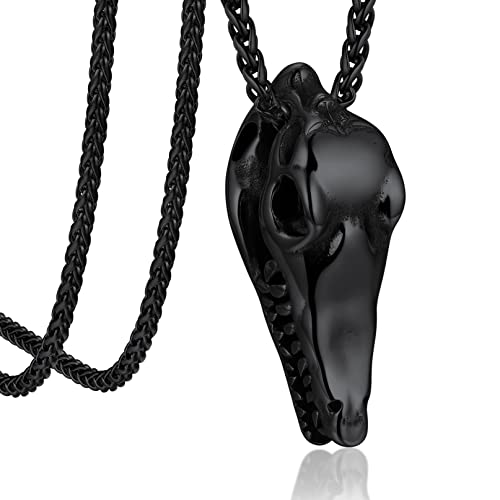 Bandmax Herren Krokodil Anhänger Kette Edelstahl Panzerkette Krokodileschädel Halskette Schwarze Tierekette Schädel Kubanische Kette Punk Gothic Schmuck für Jungen Biker von Bandmax